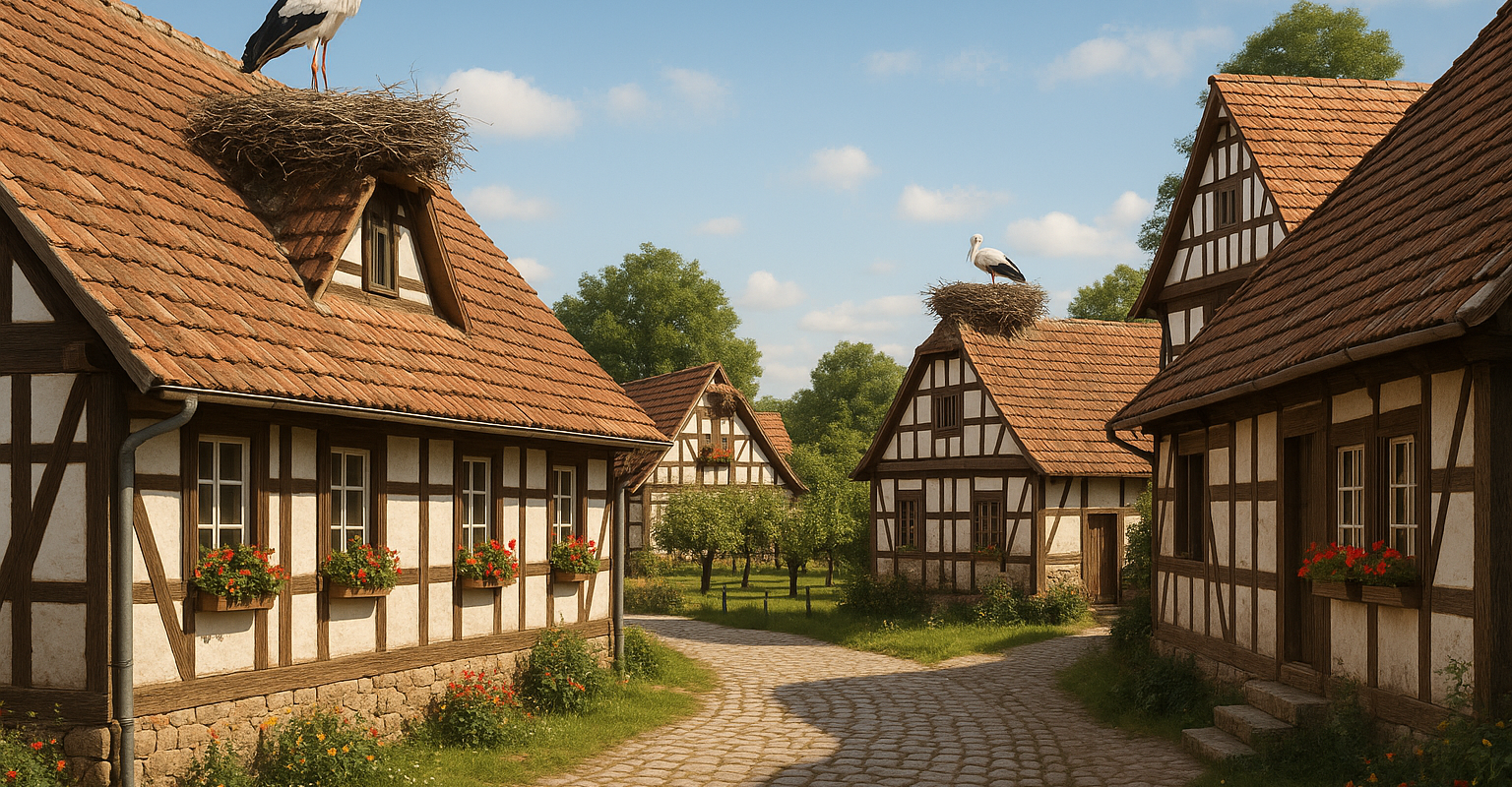 Écomusée d’Alsace: ein ganzes Fachwerkdorf – mit Storchennest auf fast jedem Dach