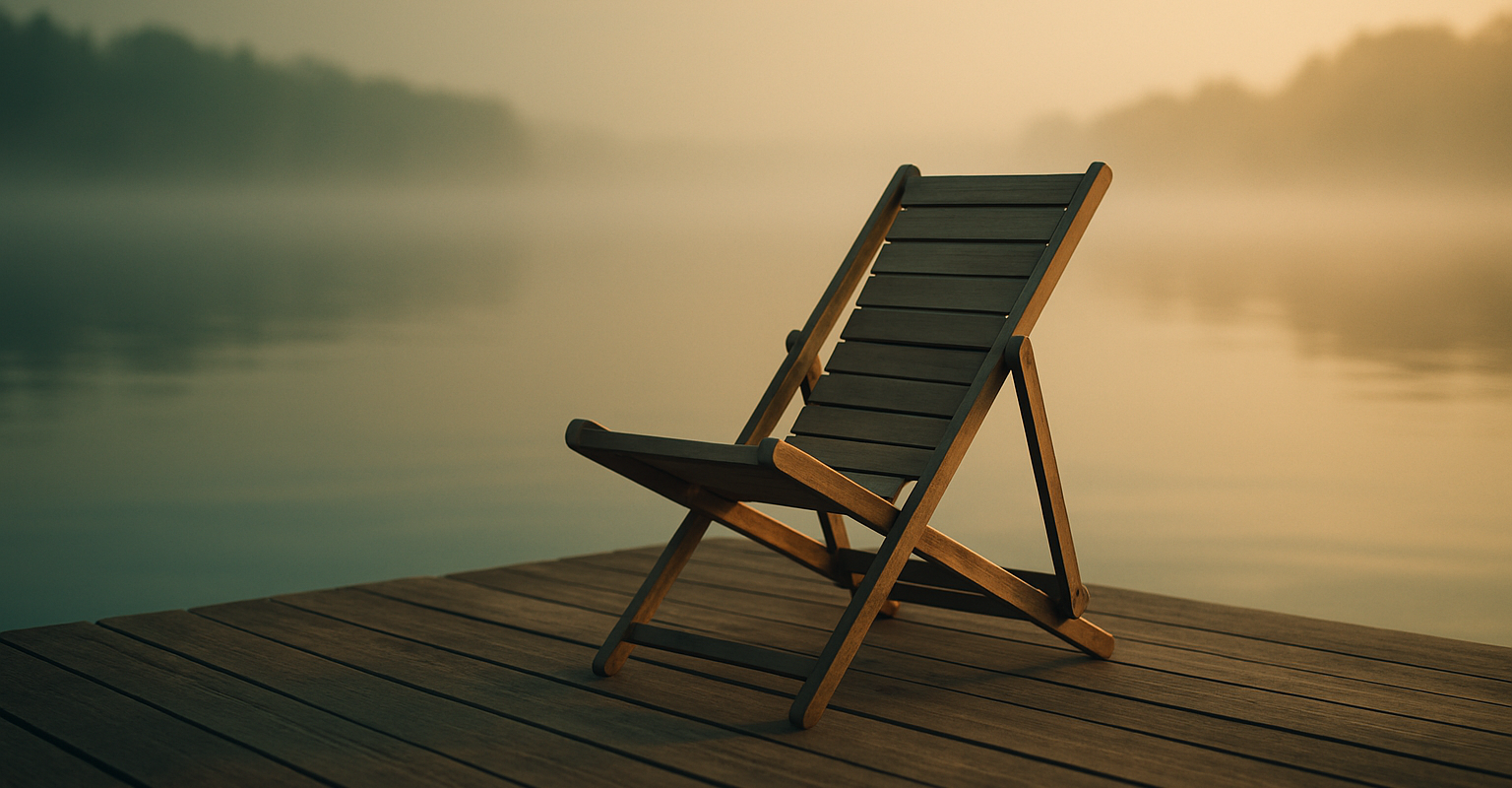 Rente mit 63 – leerer Liegestuhl am See